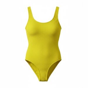 Clockhouse Yellow Cheeky One Piece Swimsuit Stretchy Cutout Style ~ Approx M